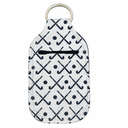 Field Hockey Hand Sanitizer Holder Clip On Keychain