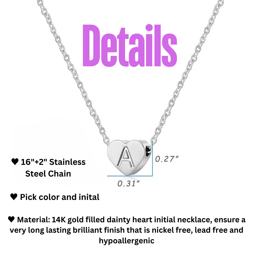 Gymnastics Heart Initial Necklace