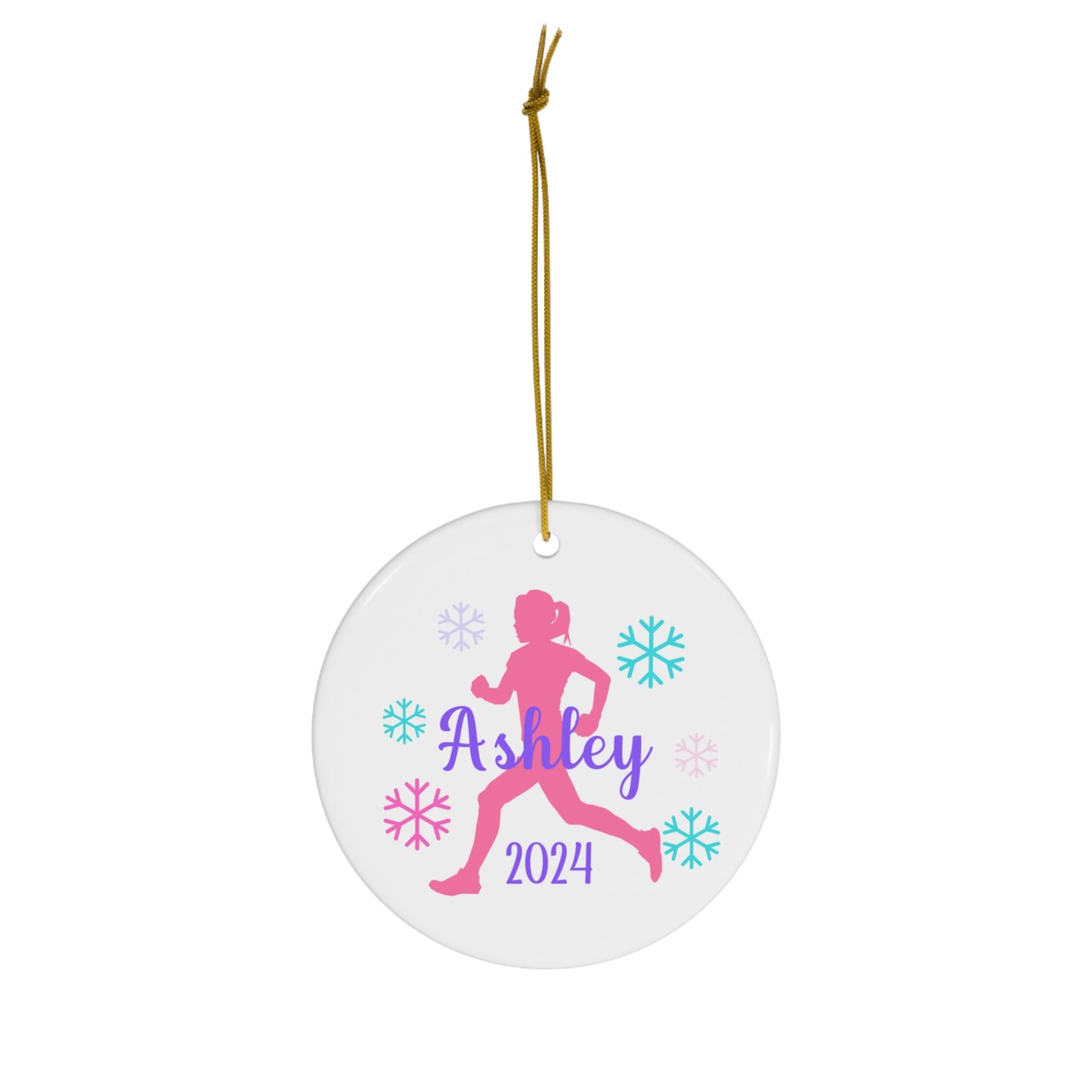 Runner Ornament, Personalized Runner Christmas Ornament, 2024 Ceramic Tree Ornament for Women, Gift for Mom, Wife, Grandma