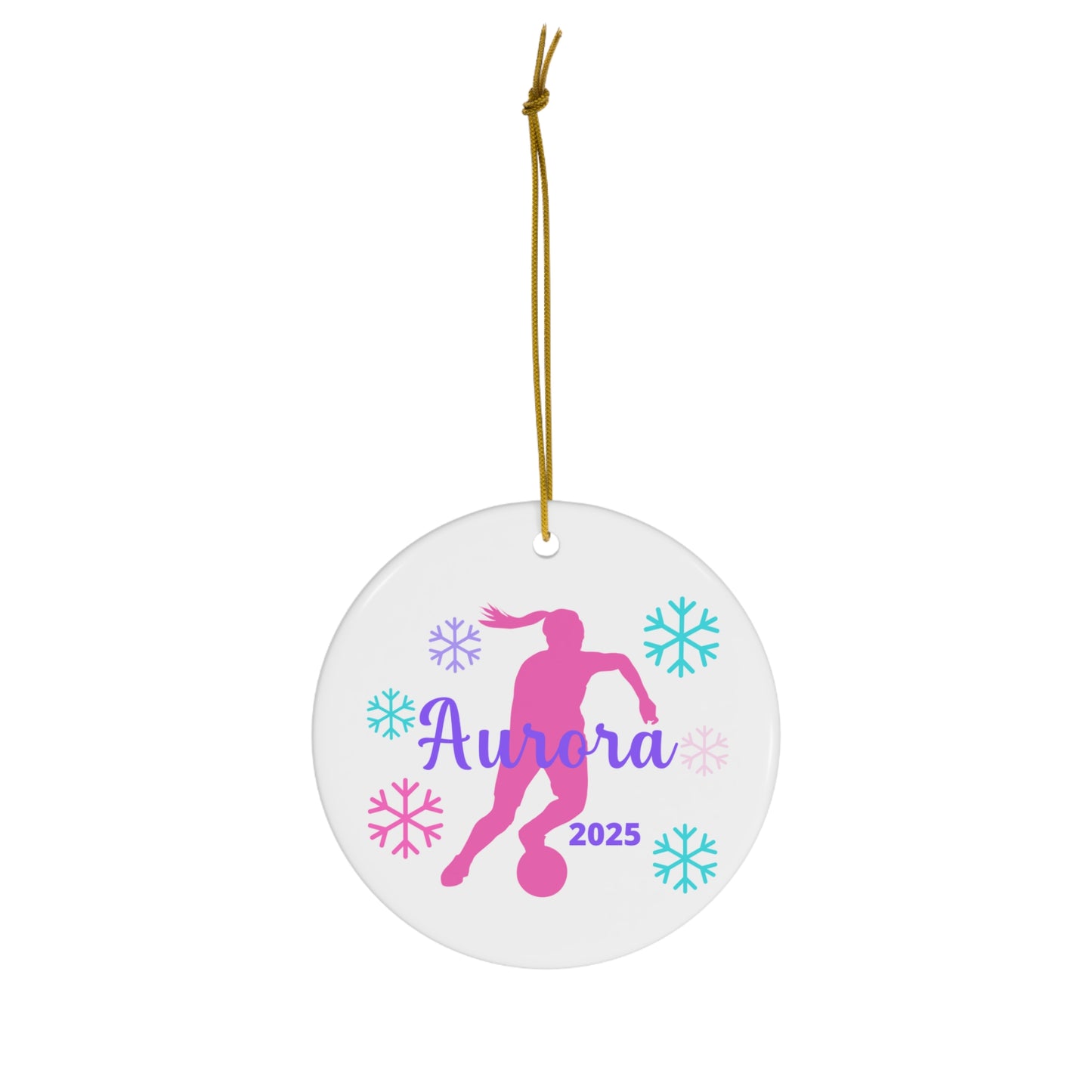 Soccer Ornament, Personalized Girls Soccer Christmas Ornament, 2025 Ceramic Tree Ornament for Women, Gift for Mom, Wife, Grandma