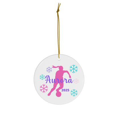 Soccer Ornament, Personalized Girls Soccer Christmas Ornament, 2025 Ceramic Tree Ornament for Women, Gift for Mom, Wife, Grandma