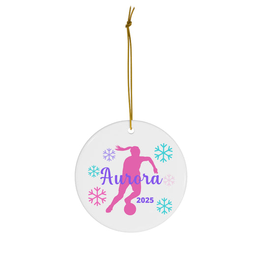 Soccer Ornament, Personalized Girls Soccer Christmas Ornament, 2025 Ceramic Tree Ornament for Women, Gift for Mom, Wife, Grandma