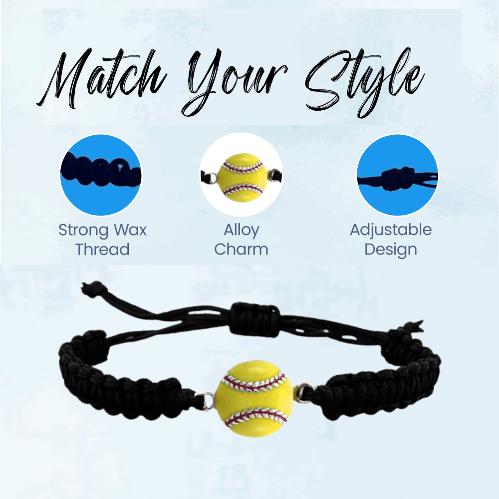 Softball Charm Rope Bracelet - Pick Color