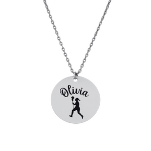 Girls Engraved Lacrosse Charm Necklace