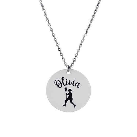 Girls Engraved Lacrosse Charm Necklace