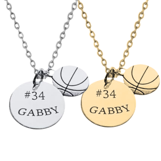 Engraved Basketball Necklace