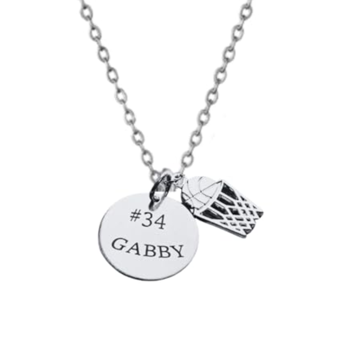 Basketball Engraved Round Necklace