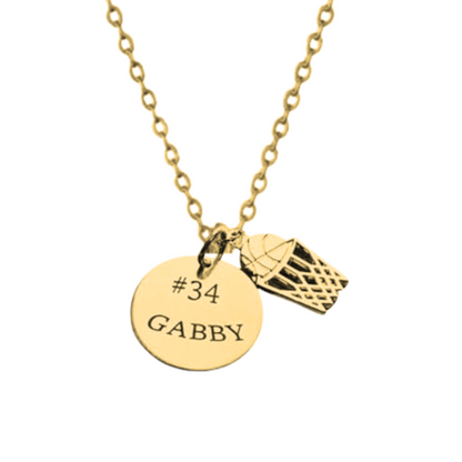 Basketball Engraved Round Necklace