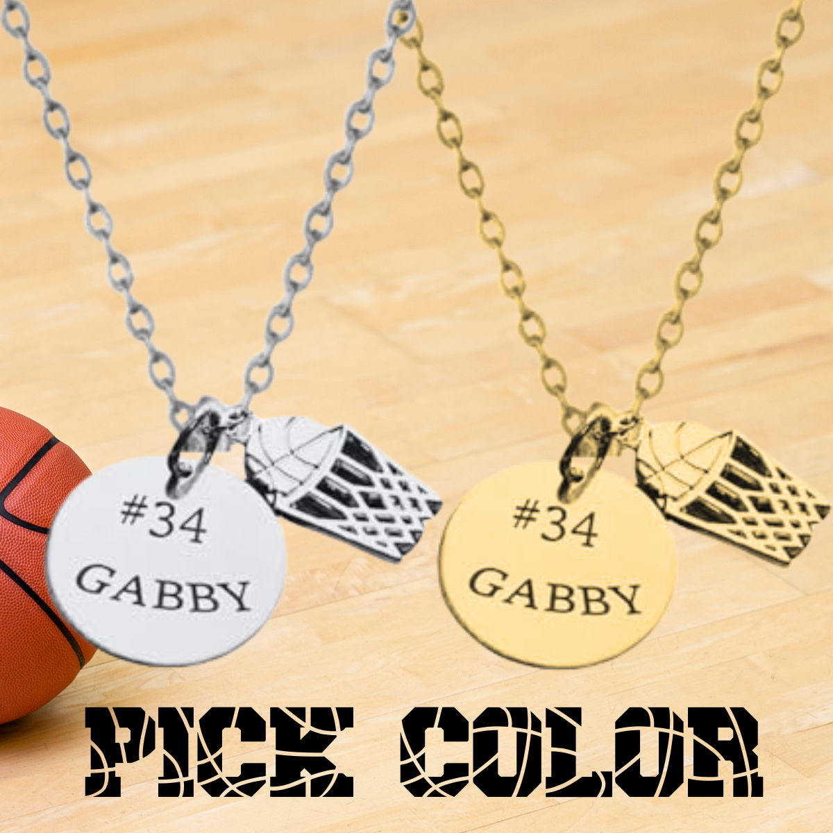 Basketball Engraved Round Necklace