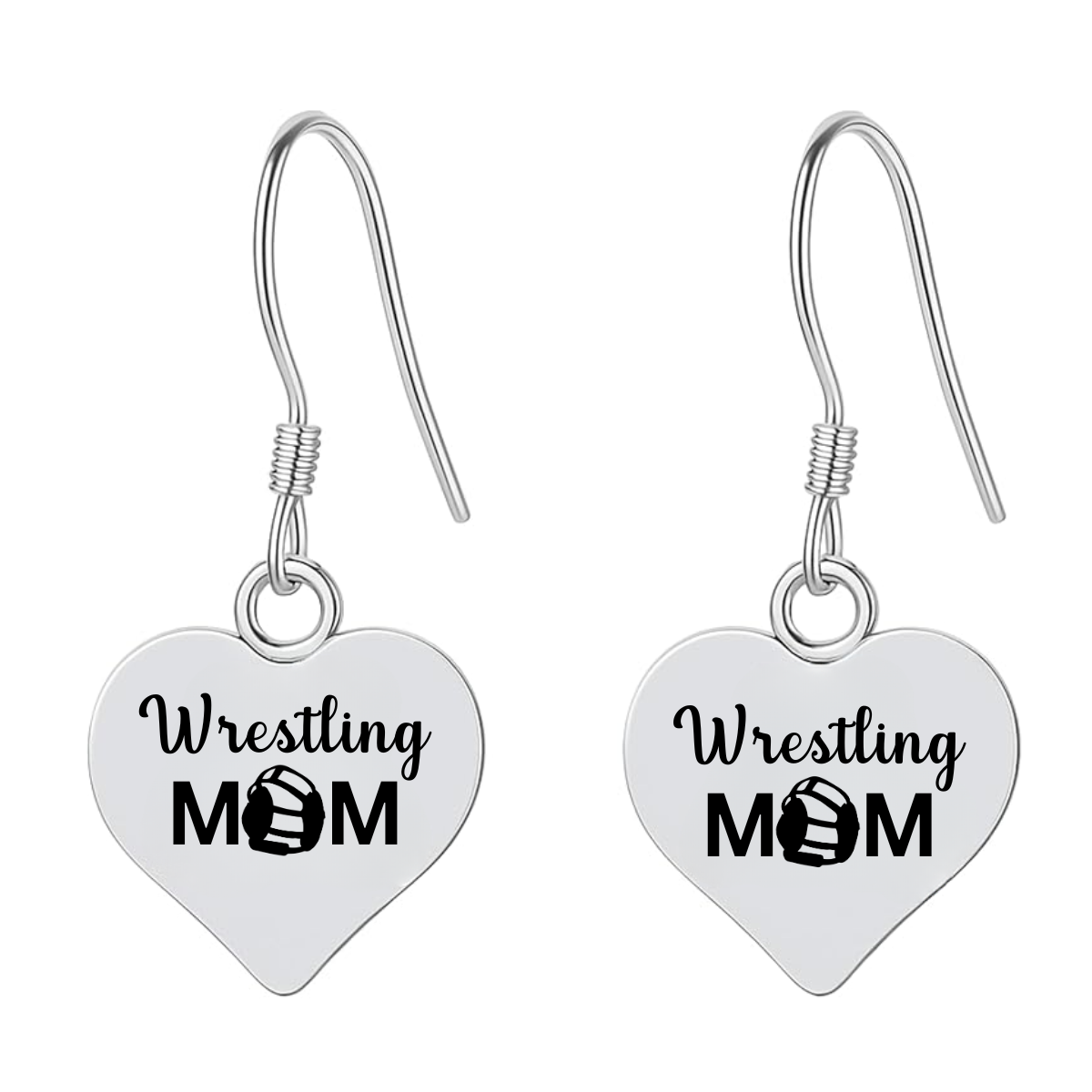 Wrestling Mom Heart Earrings