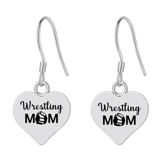 Wrestling Mom Heart Earrings