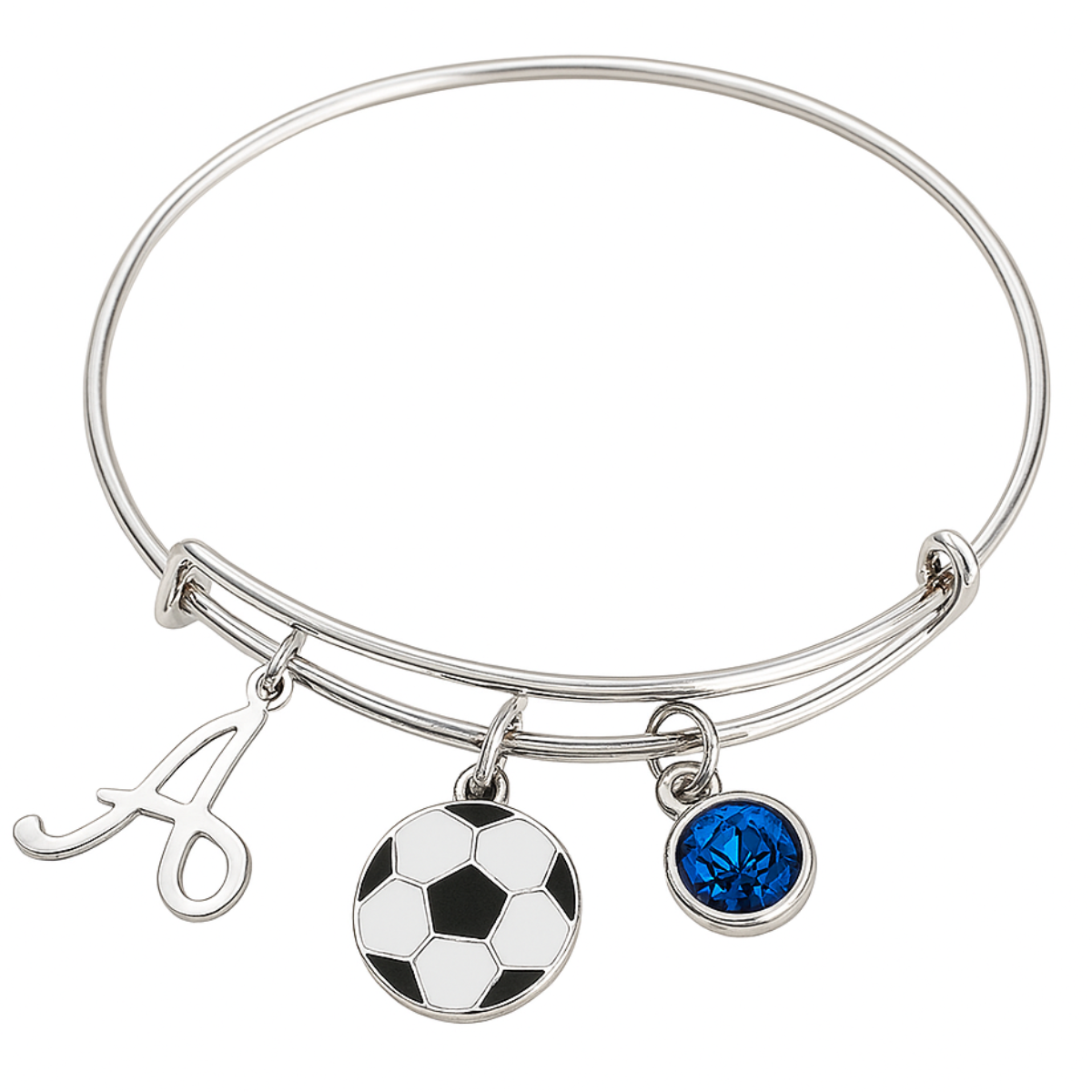 Soccer Birthstone Bangle Bracelet