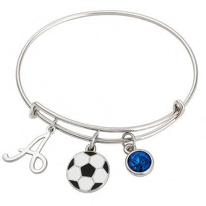 Soccer Birthstone Bangle Bracelet