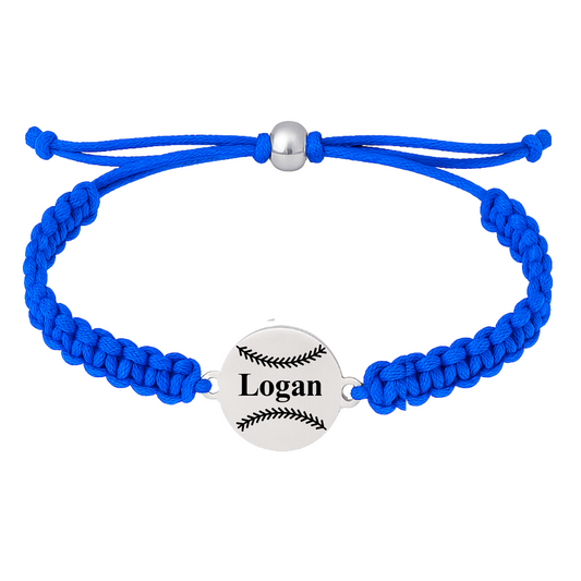 Personalized Baseball Stainless Steel Rope Bracelet - Pick Color