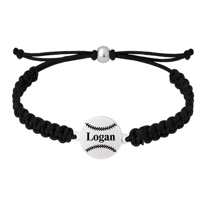 Personalized Baseball Stainless Steel Rope Bracelet - Pick Color