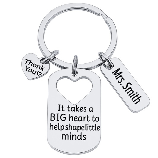 Personalized Engraved Teacher Big Heart Little Minds Keychain