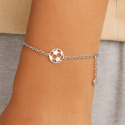 Soccer Stainless Steel Charm Chain Bracelet