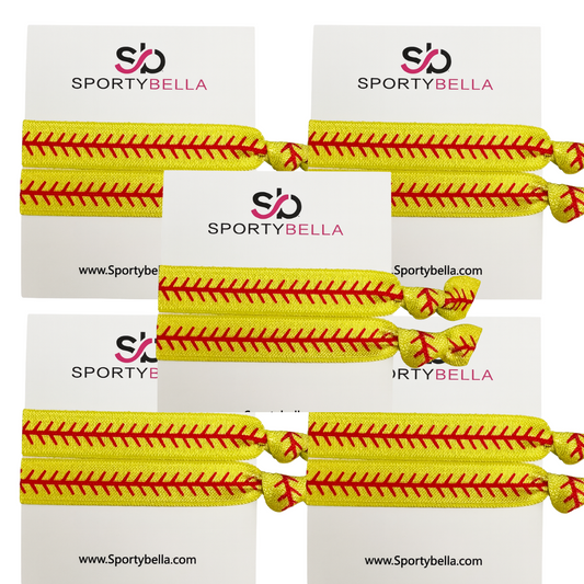 Softball Stitch Hair Ties - 5pc Sets