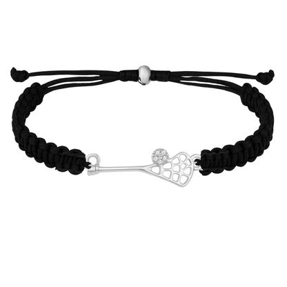 Lacrosse CZ Ball Stick Rope Bracelet