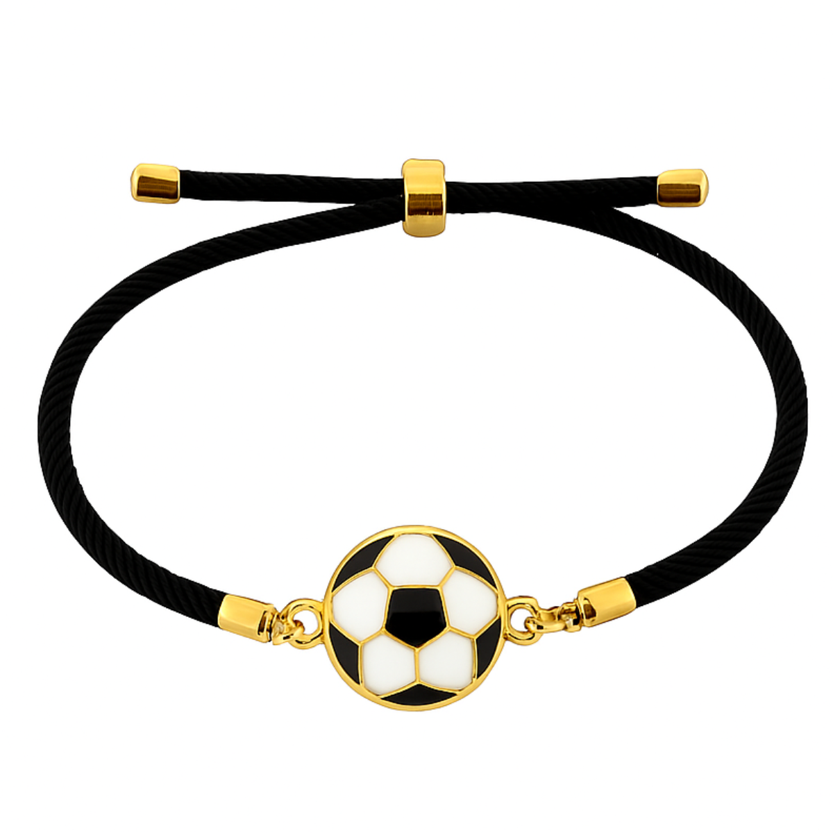 Soccer Twisted Cord Slider Bracelet