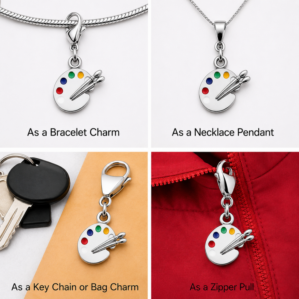 Artist Paint Palette Clip On Charm with Gift Card