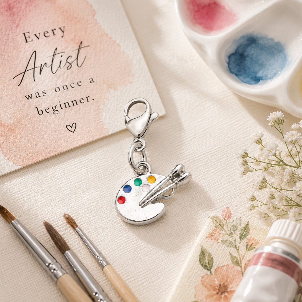 Artist Paint Palette Clip On Charm with Gift Card