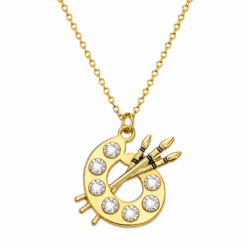 Artist Palette Charm Gold Necklace