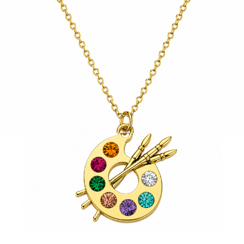 Artist Palette Charm Gold Necklace