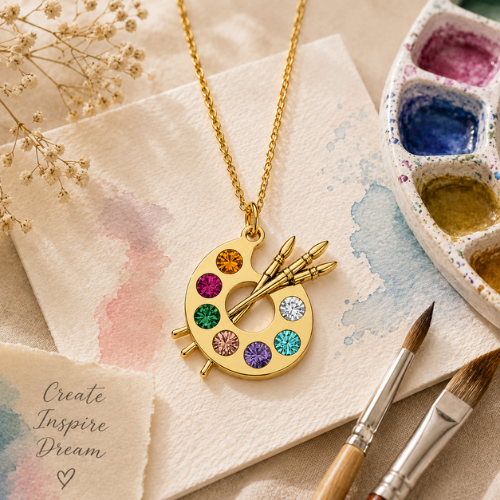 Artist Palette Charm Gold Necklace