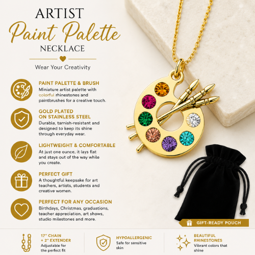 Artist Palette Charm Gold Necklace