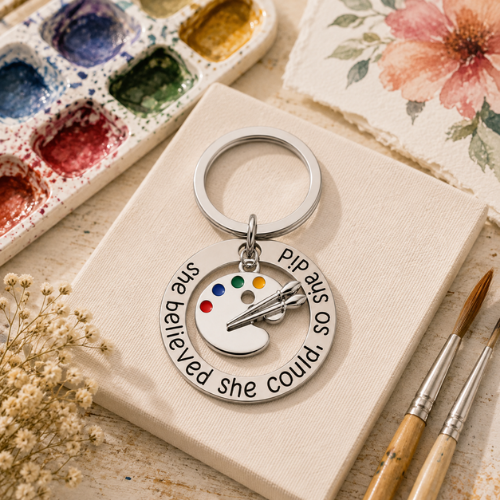 Artist Keychain- She Believed She Could So She Did