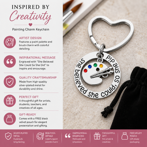 Artist Keychain- She Believed She Could So She Did