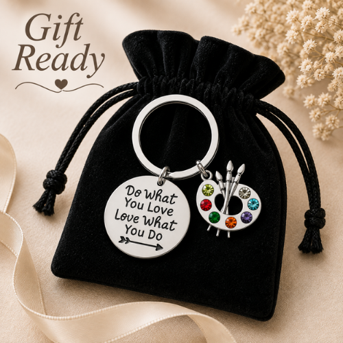 Artist Paint Palette Keychain, Do What You Love Painters Jewelry
