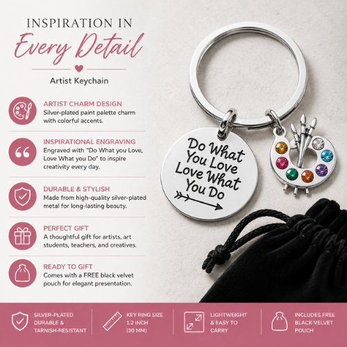 Artist Paint Palette Keychain, Do What You Love Painters Jewelry