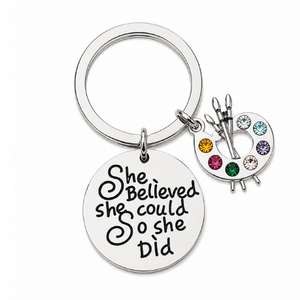 Artist Paint Palette Keychain, She Believed She Could