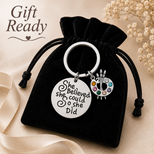 Artist Paint Palette Keychain, She Believed She Could