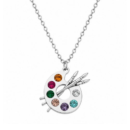 Artist Palette Charm Silver Necklace