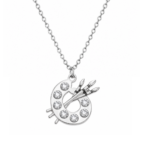 Artist Palette Charm Silver Necklace