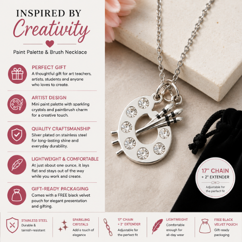 Artist Palette Charm Silver Necklace