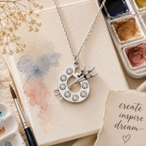 Artist Palette Charm Silver Necklace