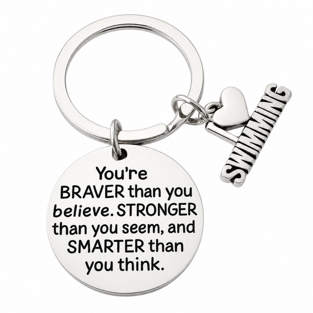 Swim Keychain- Inspirational You’re Braver than you Believe