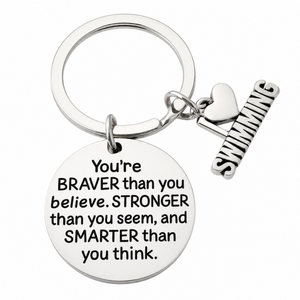 Swim Keychain- Inspirational You’re Braver than you Believe