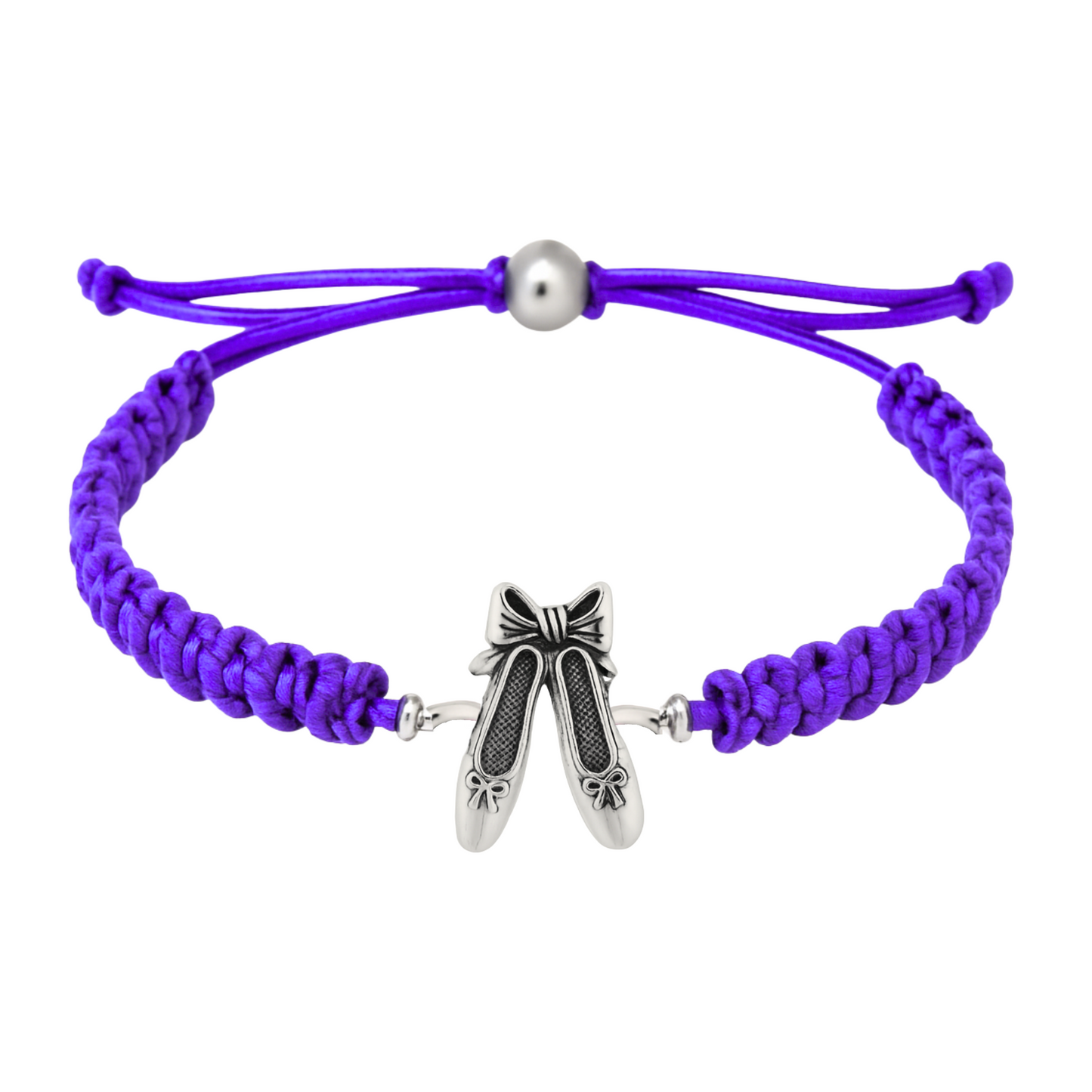 Purple dance rope bracelet featuring dancer charm and durable adjustable band
