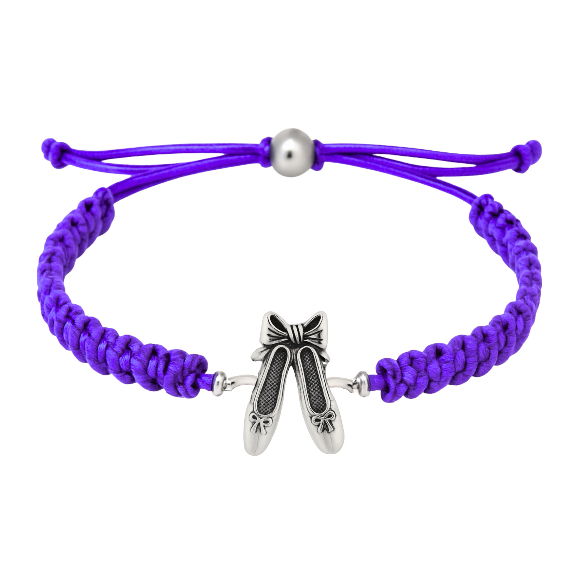 Purple dance rope bracelet featuring dancer charm and durable adjustable band