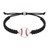 Black baseball bracelet with detailed baseball charm and adjustable slip-knot fit for any wrist size