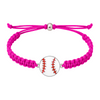 Hot pink baseball charm bracelet with adjustable rope band, perfect gift for sporty girls and fans