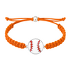 Orange braided baseball bracelet with white and red seam charm, adjustable and rust-resistant