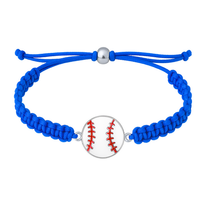 Royal blue baseball charm bracelet with adjustable closure, great sporty gift for youth and adults