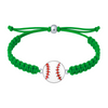 Green baseball rope bracelet with detailed red seam charm, durable and adjustable for daily wear