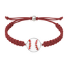 Maroon baseball rope bracelet with white ball charm and adjustable slip-knot closure for comfort